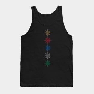 Five Color Pixel Snowflake Stack Gold Red Blue Silver Green Tank Top